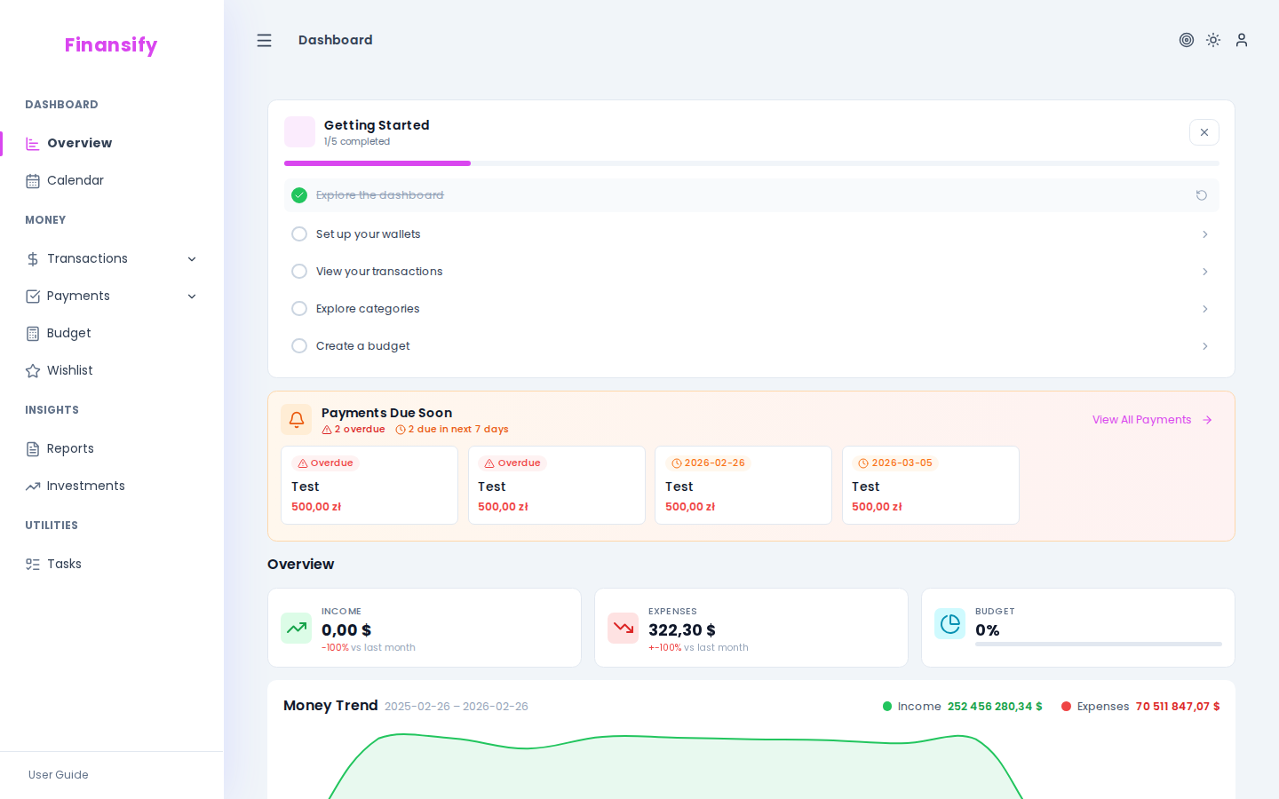 Tour tooltip on the Dashboard — arrow pointing to an interface element, text explaining the feature, "Next" and "Skip" buttons