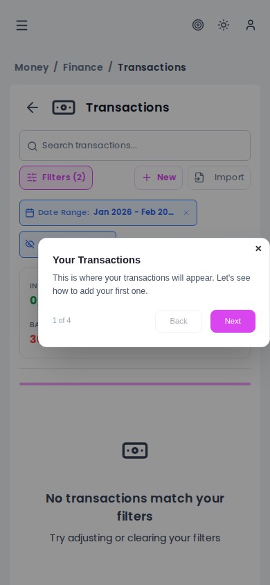 Transaction list on mobile — cards with name, amount, date, category